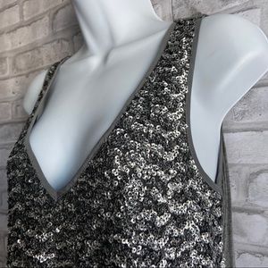 Banana Republic Silver Sequin Tank Top